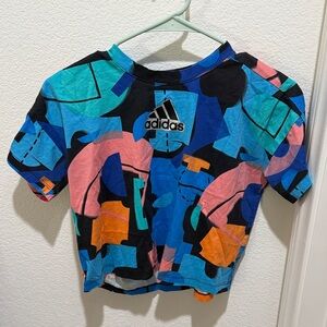 Adidas Kids Abstract Blue and Pink Tee